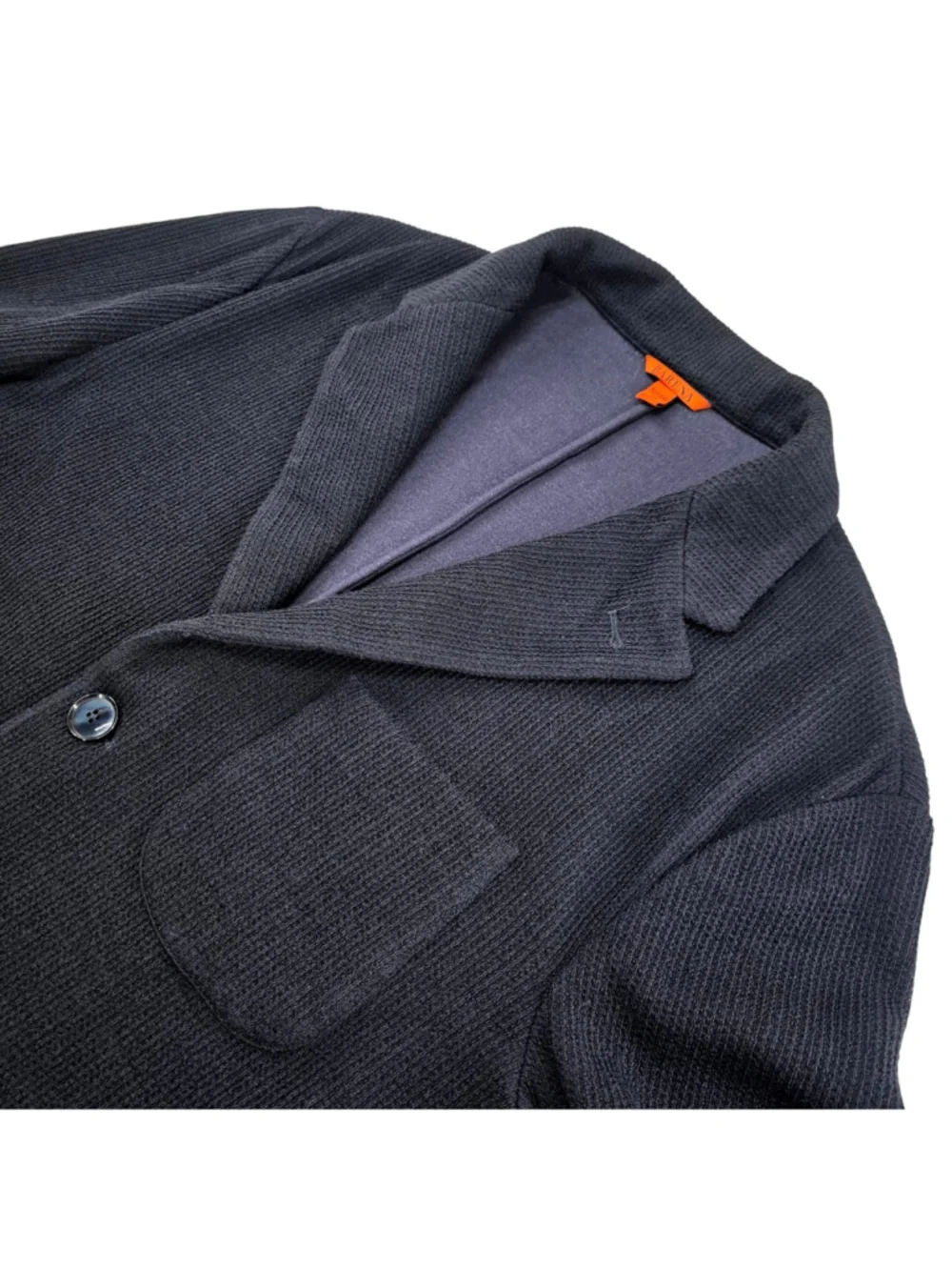 Barena Venezia Mens IT 56 Torceo Navy Ribbed Knit Wool Blazer Made Italy $890